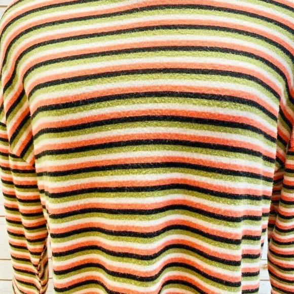 POOF NEW YORK Women 3/4 Sleeve Hoodie Pullover Striped Casual Top Size Medium - Picture 3 of 11